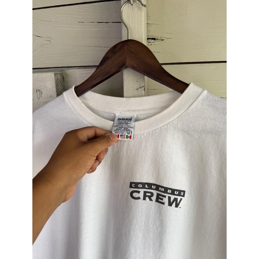 Vintage Adidas Columbus Crew SC MLS Soccer T-Shirt White Large Made in USA
